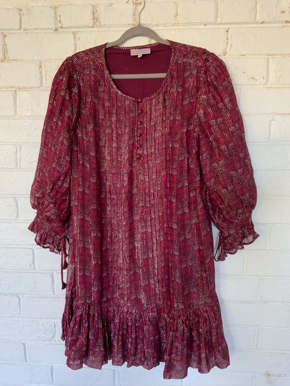 NWOT Calypso St Barth Cocktail/Wedding Guest Sheath Dress in Dark Reds